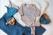 Baby Boy Outfit | Mocha Romper Blue Love - Valentine